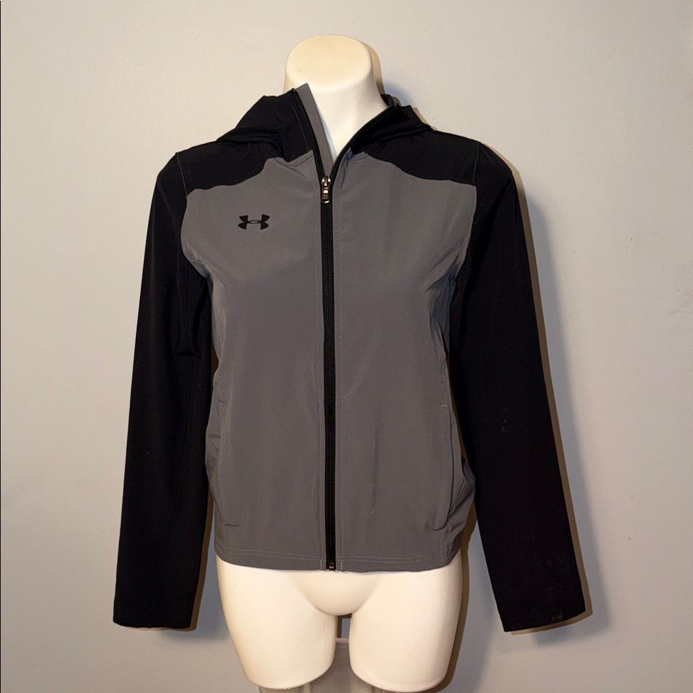 Under Armour Youth Large Challenger II Storm Shell Jacket. Black & gray.